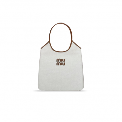 MIU MIU IVY CANVAS AND LEATHER HANDBAGS (24*20cm)